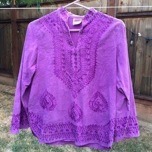INDUS Embroidered cotton blouse size M HAS POCKET.